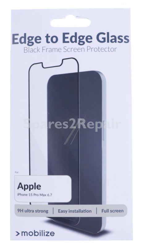 Mobilize Display Protective Film - 57084 Mobilize Glass Screen Protector - Black Frame - Apple Iphone 15 Pro Max