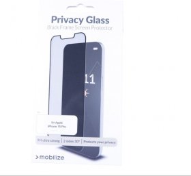 Mobilize Display Protective Film - 57091 Mobilize Privacy Glass Display Protection Film - Black Frame - For Apple Iphone 15 Pro