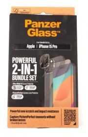 Panzerglass Display Protective Film - B1137+2810 Panzerglass 2-in-1 Pack Iphone 15 Pro Ultra-wide Fit With Easyaligner