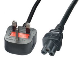 UK Mains Plug to Clover Leaf IEC C5 Socket - For Laptops