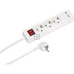 Vivanco Three-way Plug Adaptor - Ebls 3w2usb6ss 3fach Steckdosenleiste Mit Schalter, 2x Usb, 2.1a Max, Weiss