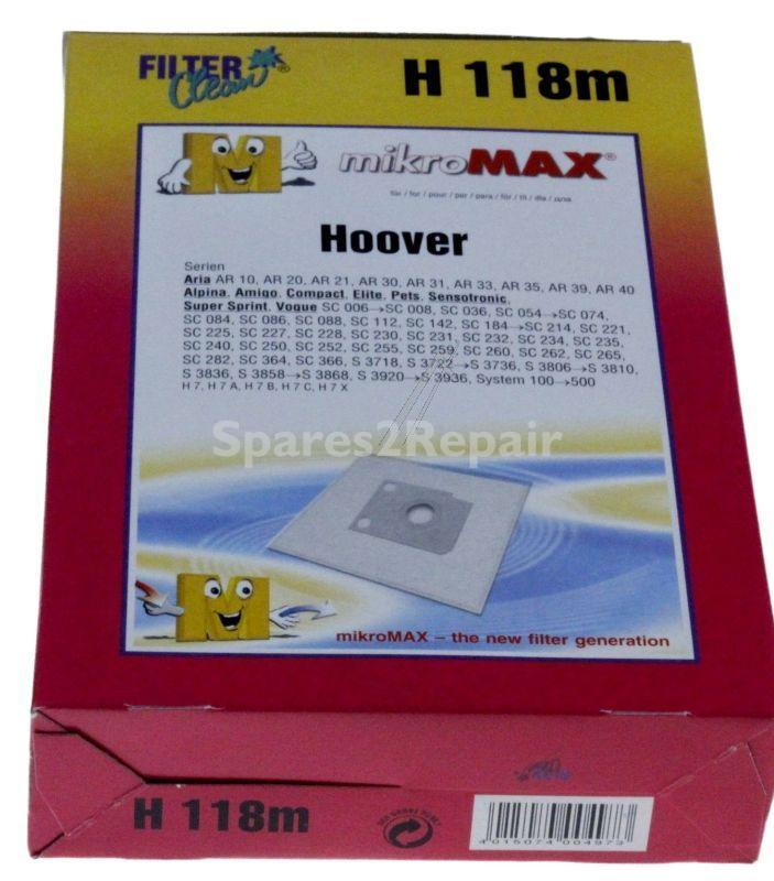 Filterclean Vacuum Cleaner Bags - H118m Fl0010-k Non Woven Dust Bags X 4 + 2 Filters
