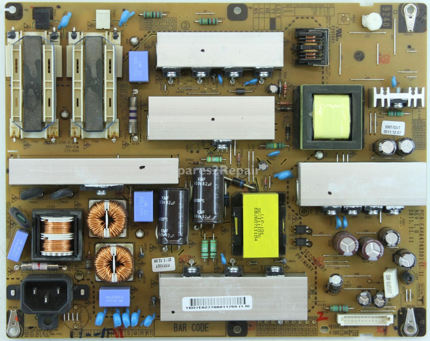 LG 42LK450U - PSU - EAX64743301(1.1) - REV1.0 - EAY62770801 - LGP42-10LF